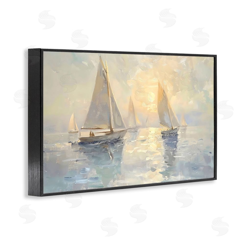 Creative Studio Sunset Sailboats Glow Black Framed Giclee Wall Art Print