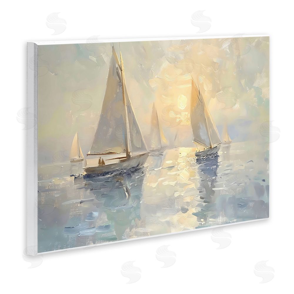 Creative Studio Sunset Sailboats Glow Wall Plaque Printed Art