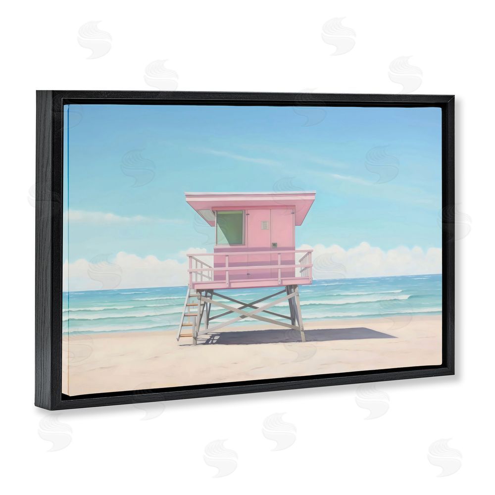 Creative Studio Miami Beach Lifeguard Station Black Floating Framed Canvas Wall Art