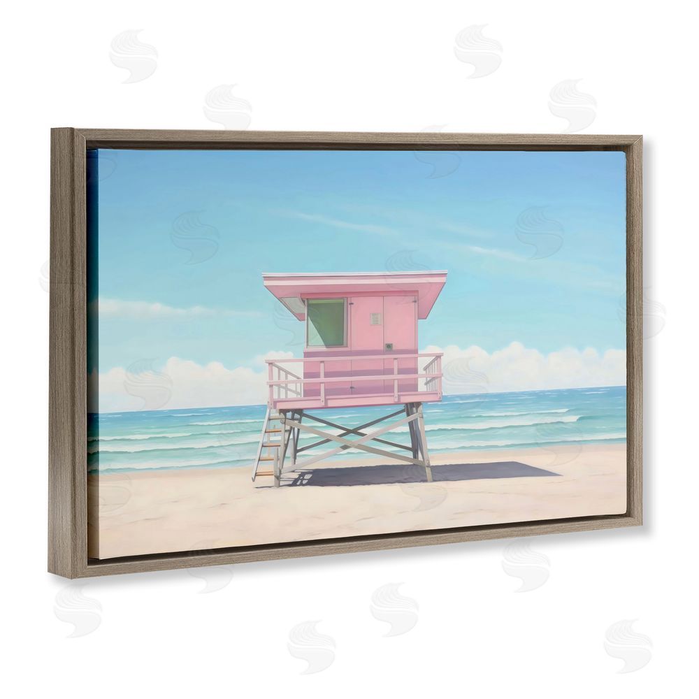 Creative Studio Miami Beach Lifeguard Station Brown Floating Framed Canvas Wall Art
