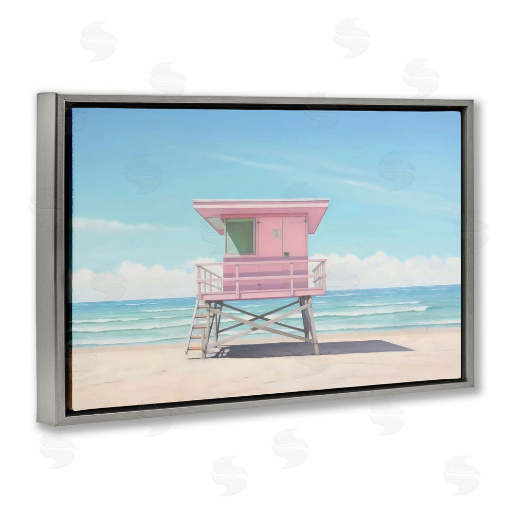 Creative Studio Miami Beach Lifeguard Station Gray Floating Framed Canvas Wall Art