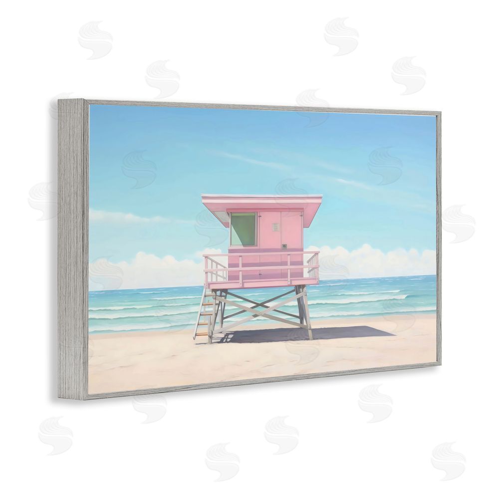 Creative Studio Miami Beach Lifeguard Station Gray Framed Giclee Wall Art