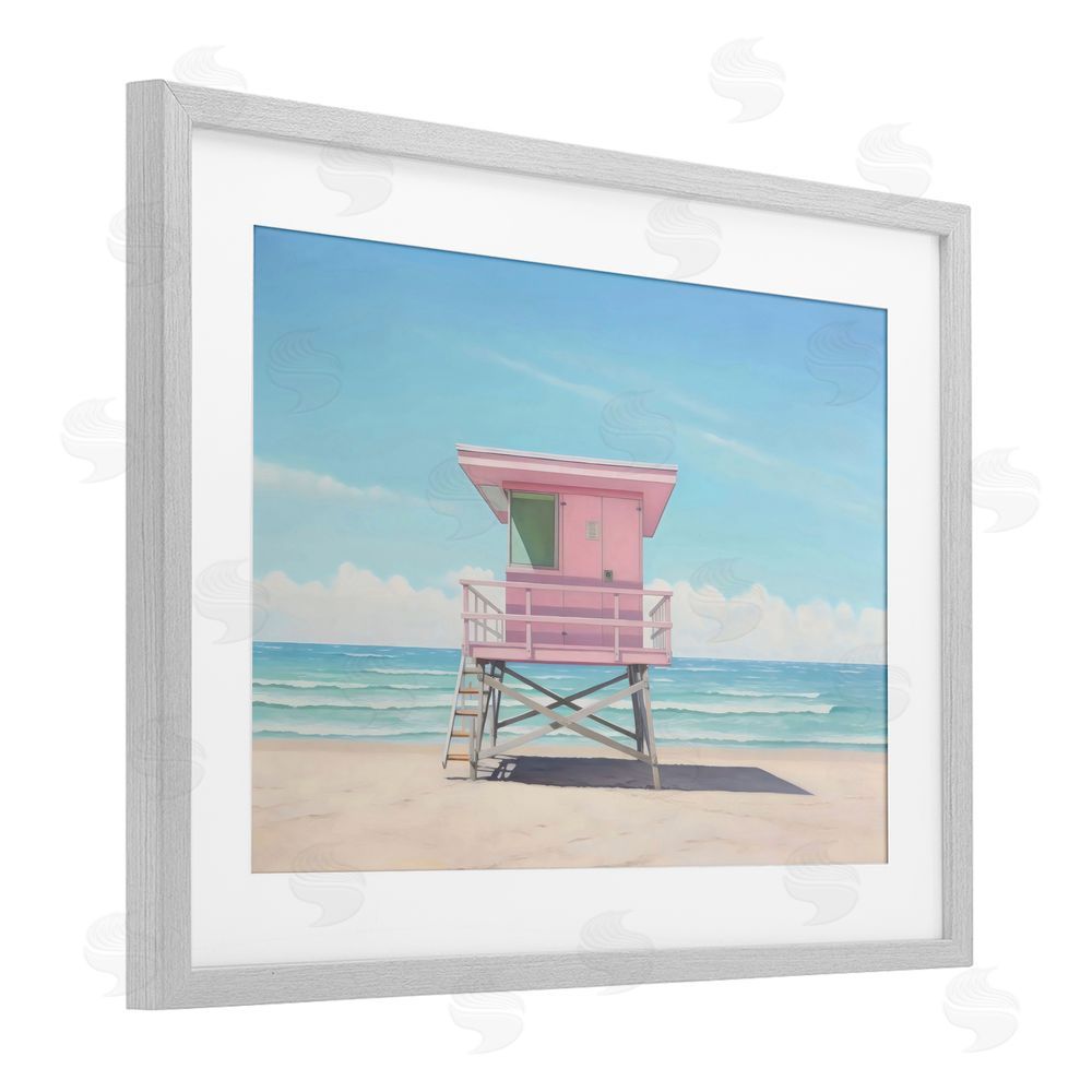 Creative Studio Miami Beach Lifeguard Station Gray Framed Print Under Glass Wall Art