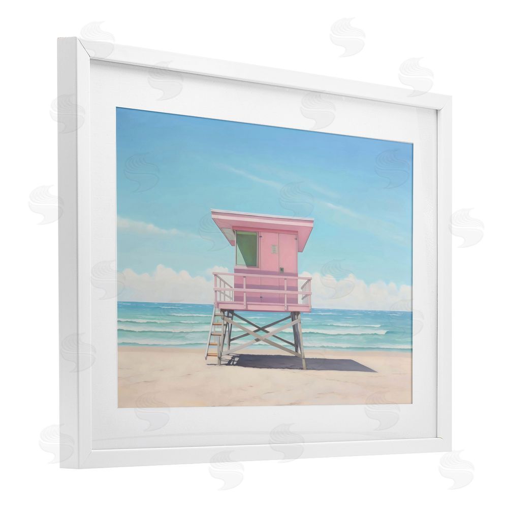 Creative Studio Miami Beach Lifeguard Station White Framed Print Under Glass Wall Art