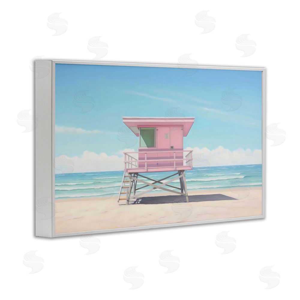 Creative Studio Miami Beach Lifeguard Station White Framed Giclee Wall Art
