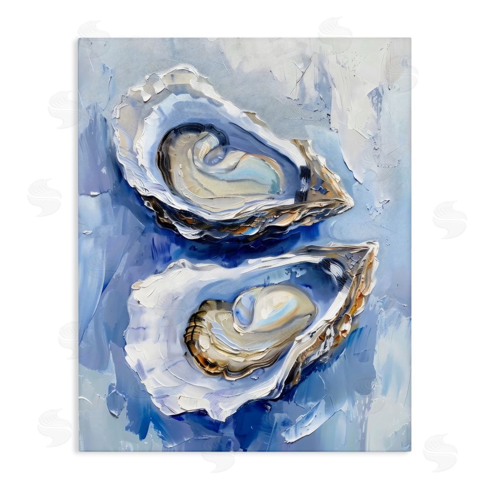 Creative Studio Coastal Oysters in Pearlescent Light Stretched Canvas Wall Art