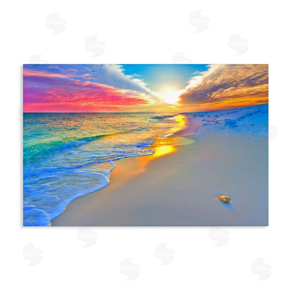 Eszra Tanner Prismatic Rainbow Sunset Beach Stretched Canvas Wall Art