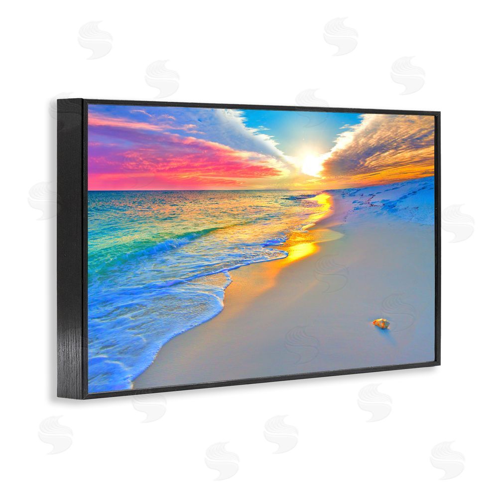 Eszra Tanner Prismatic Rainbow Sunset Beach Black Framed Giclee Wall Art