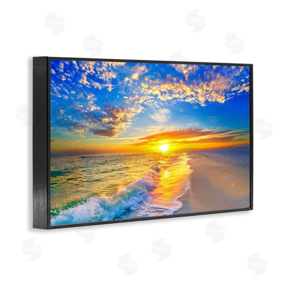 Eszra Tanner Golden Sunset Beach Blue Sky Black Framed Giclee Wall Art