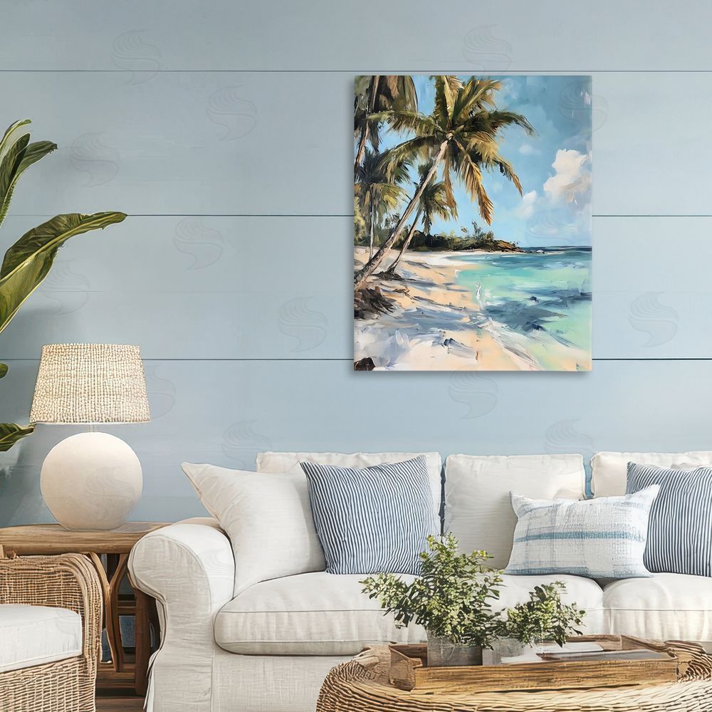 Franklyn Gregory Tropical Coastline Palm Frond Shadows Stretched Canvas on Wall