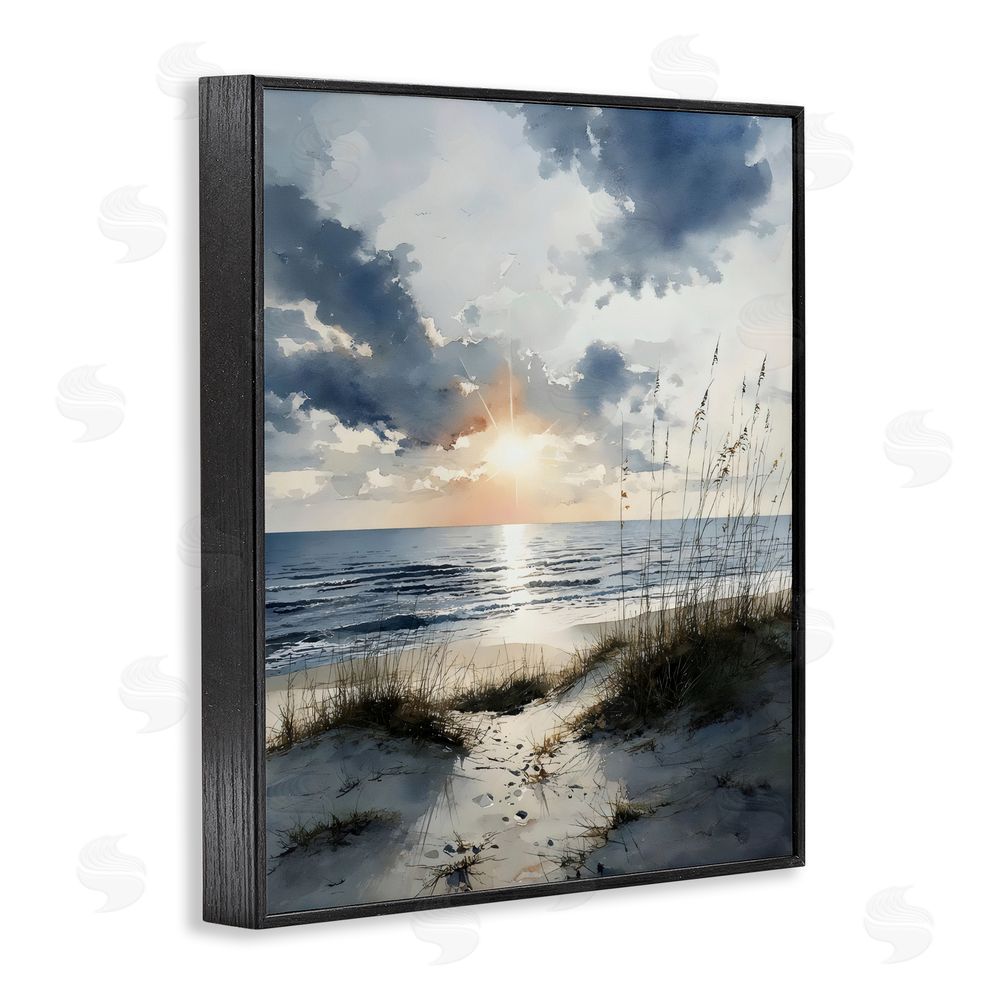 Franklyn Gregory Ocean Sunrise over Sandy Dunes Black Framed Giclee Wall Art