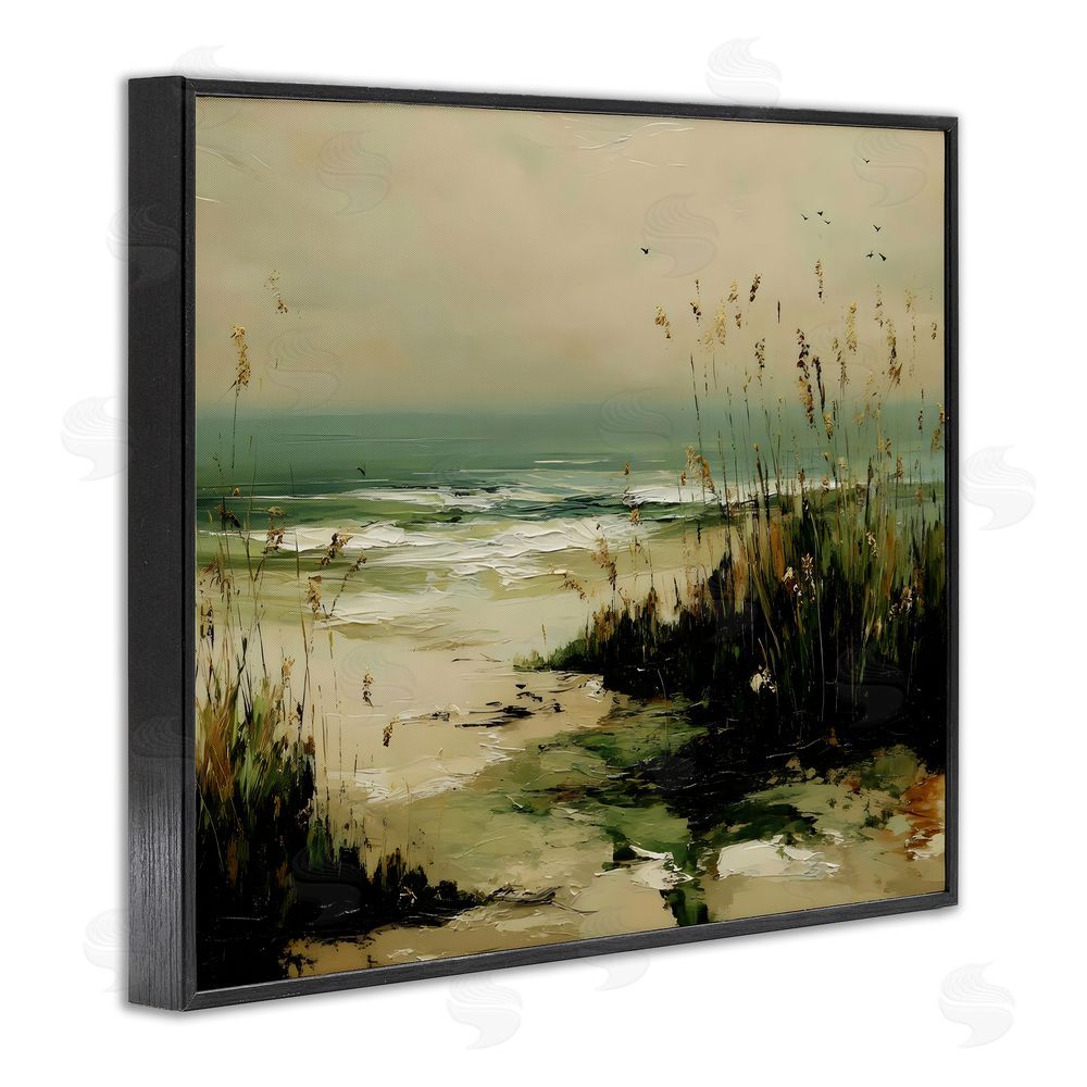 Franklyn Gregory Sea Oats on the Beach Black Framed Giclee Wall Art Print