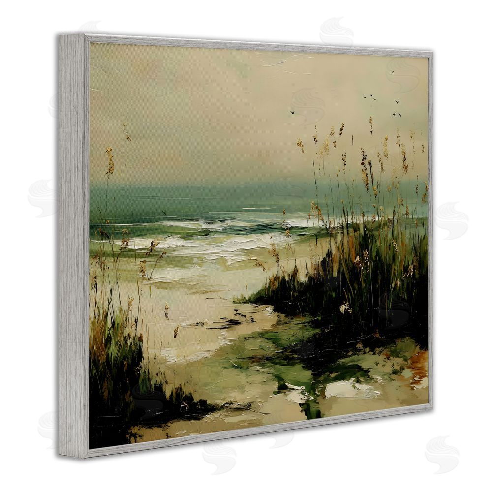 Franklyn Gregory Sea Oats on the Beach Gray Framed Giclee Wall Art Print