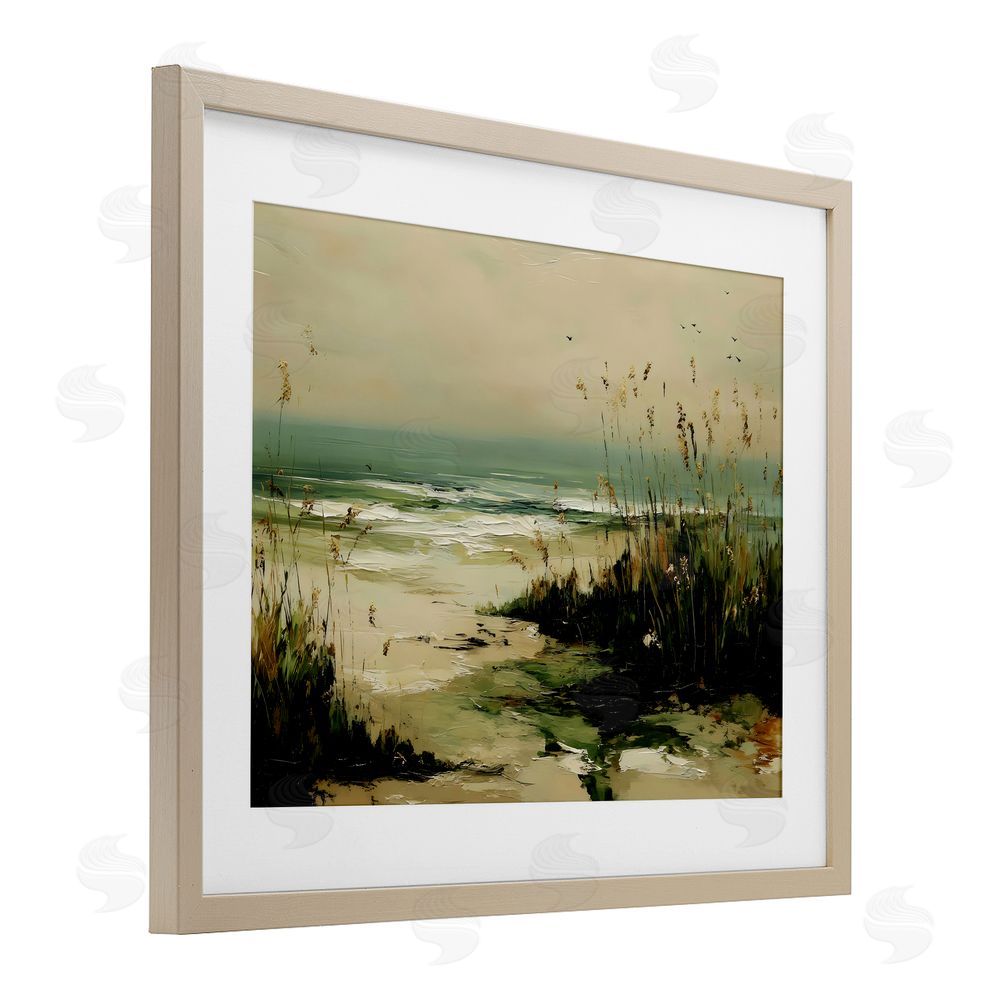 Franklyn Gregory Sea Oats on the Beach Brown Framed Print Under Glass with White Mat Wall Art