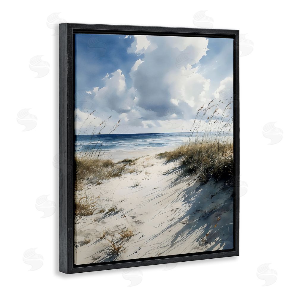 Franklyn Gregory Dune Beach at Midday Black Floating Frame Canvas Wall Art Print