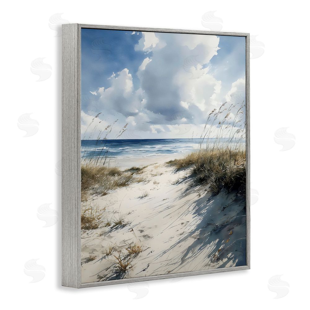 Franklyn Gregory Dune Beach at Midday Gray Framed Giclee Wall Art Print