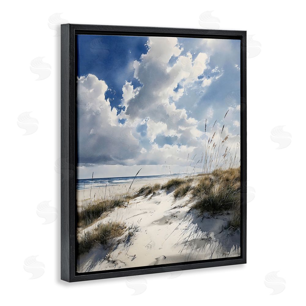 Franklyn Gregory Midday Sunny Beach Dunes Black Floating Framed Canvas Wall Art