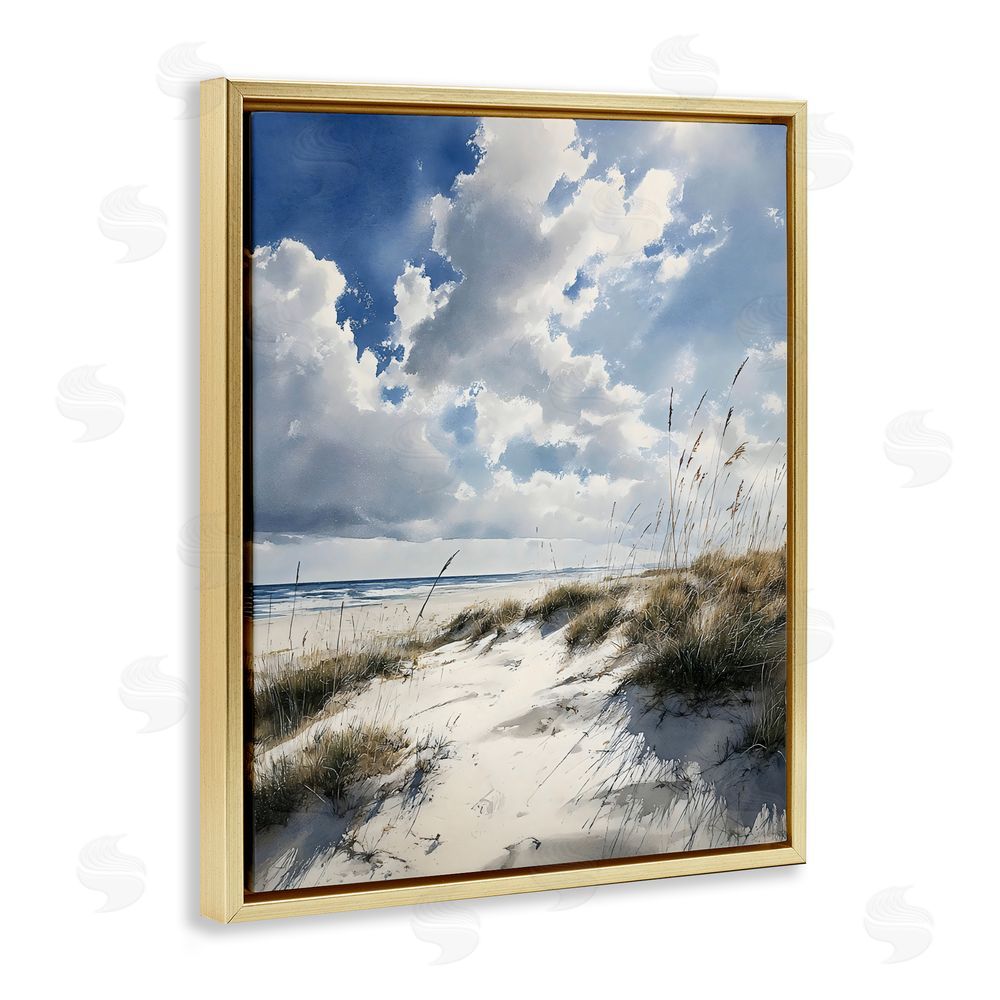 Franklyn Gregory Midday Sunny Beach Dunes Gold Floating Framed Canvas Wall Art