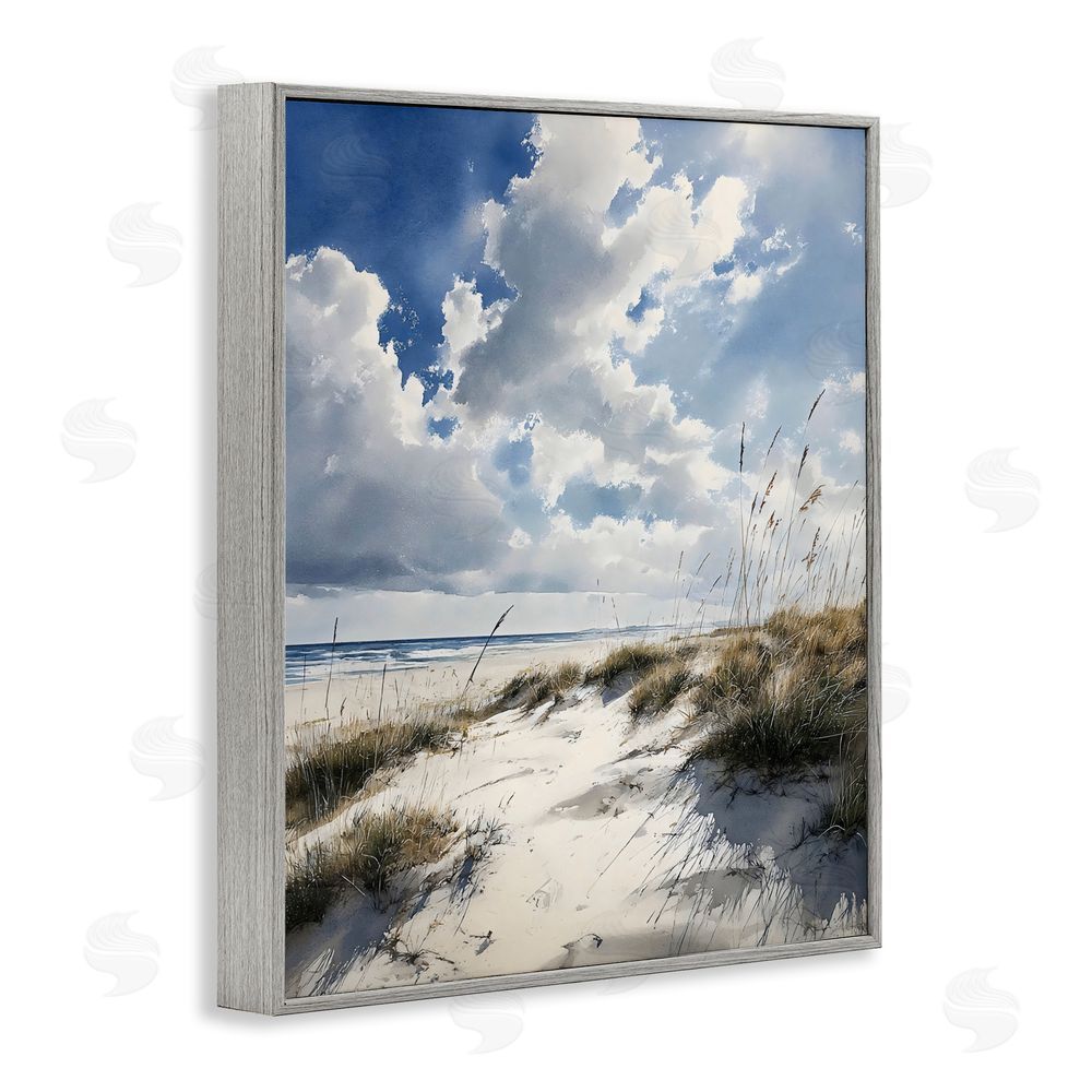 Franklyn Gregory Midday Sunny Beach Dunes Gray Framed Giclee Wall Art