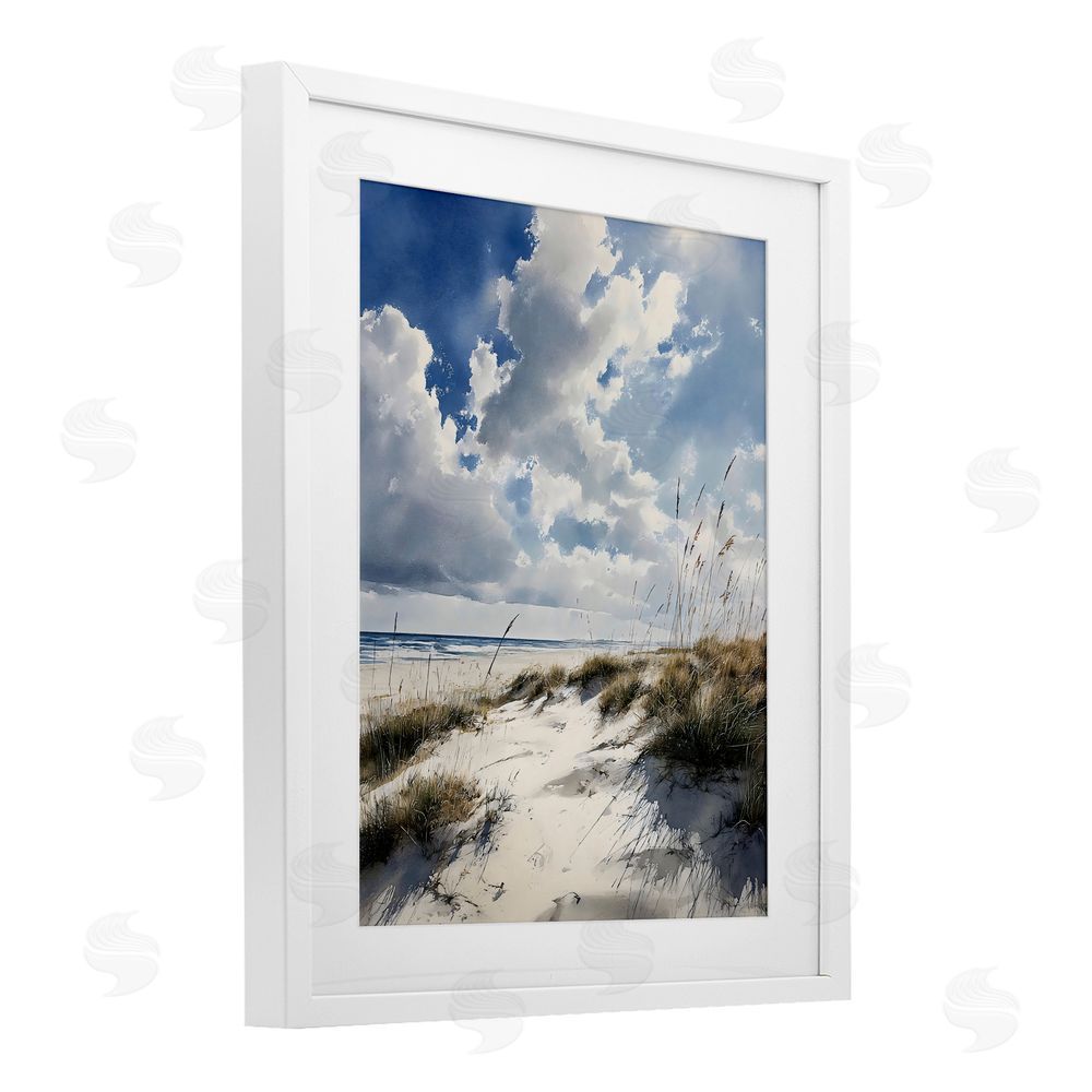 Franklyn Gregory Midday Sunny Beach Dunes White Framed Print Under Glass Wall Art