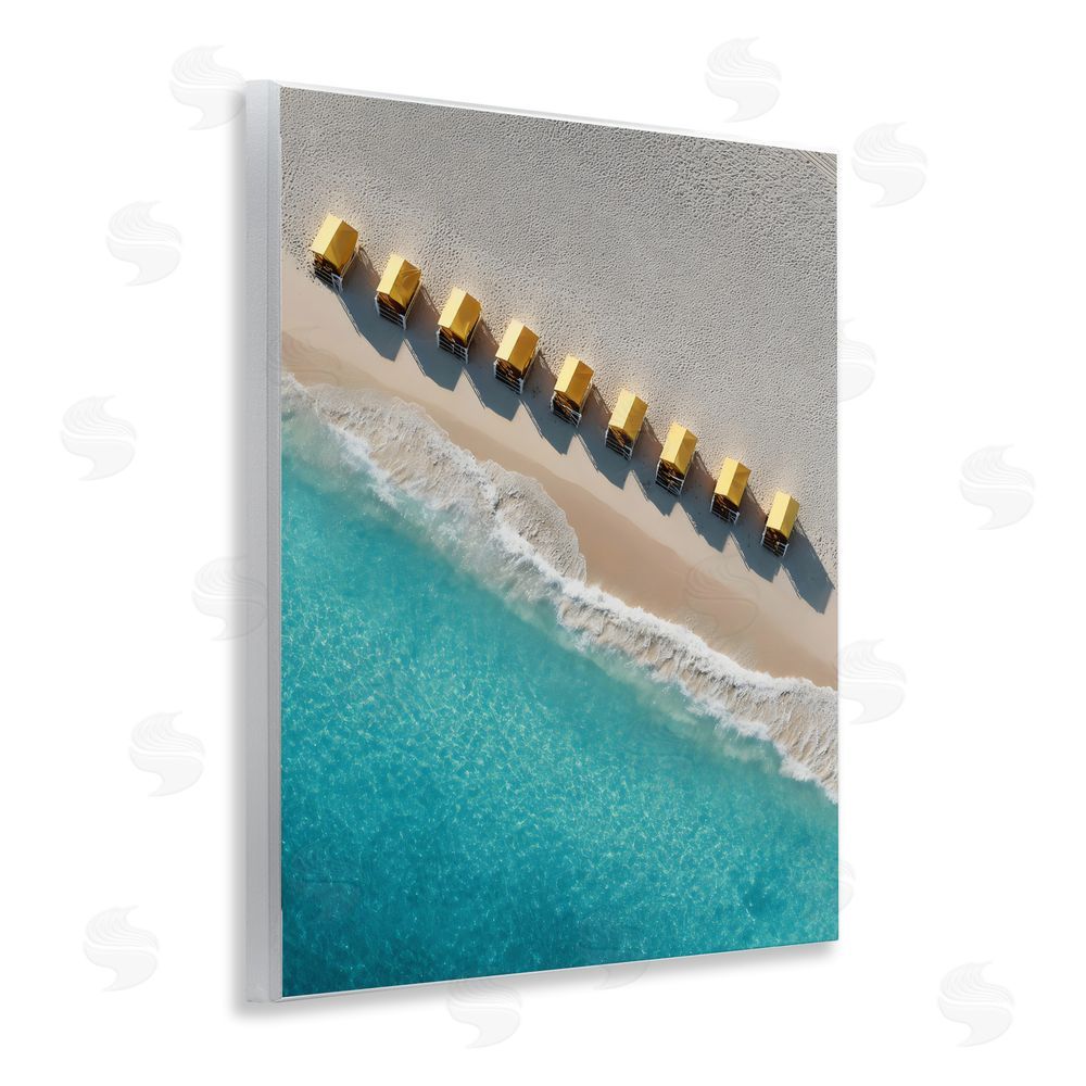 Franklyn Gregory Yellow Cabanas Along Shore Wall Plaque Printed Art