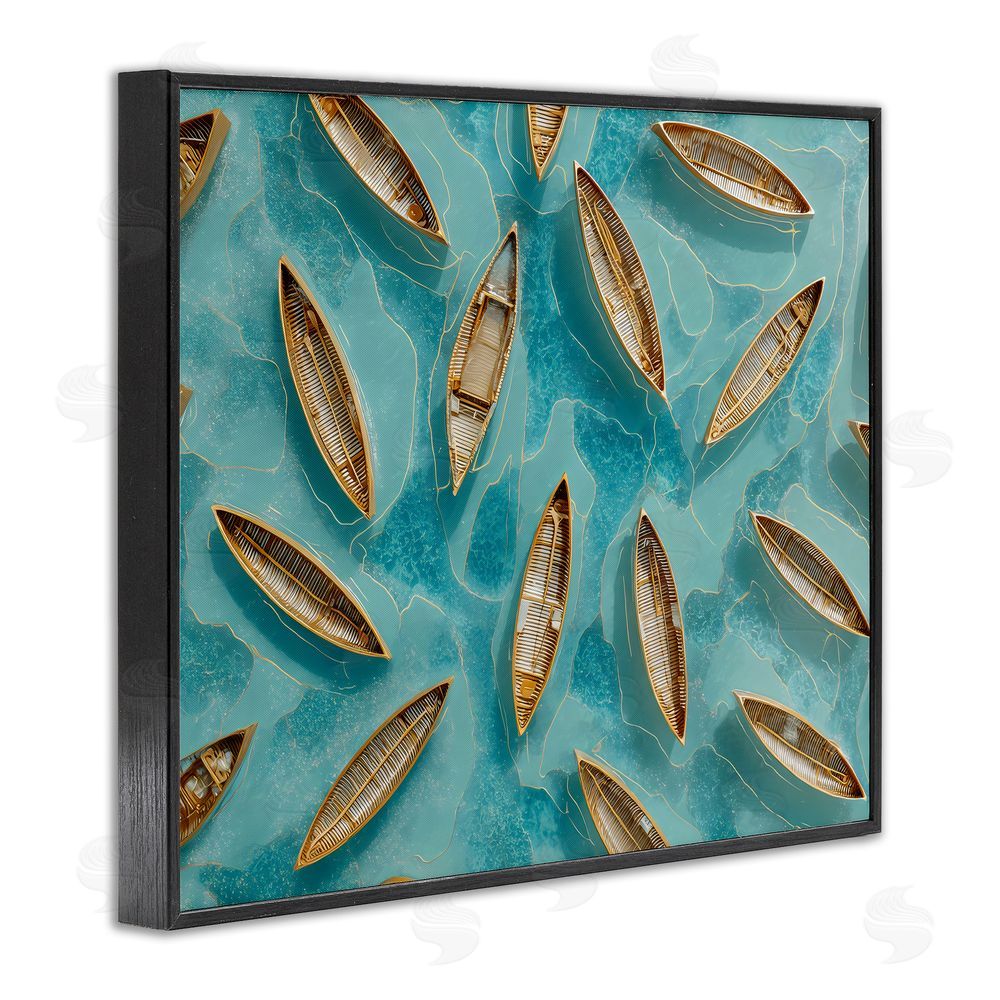 Franklyn Gregory Harmonious Canoes on Water Black Framed Giclee Print Wall Art