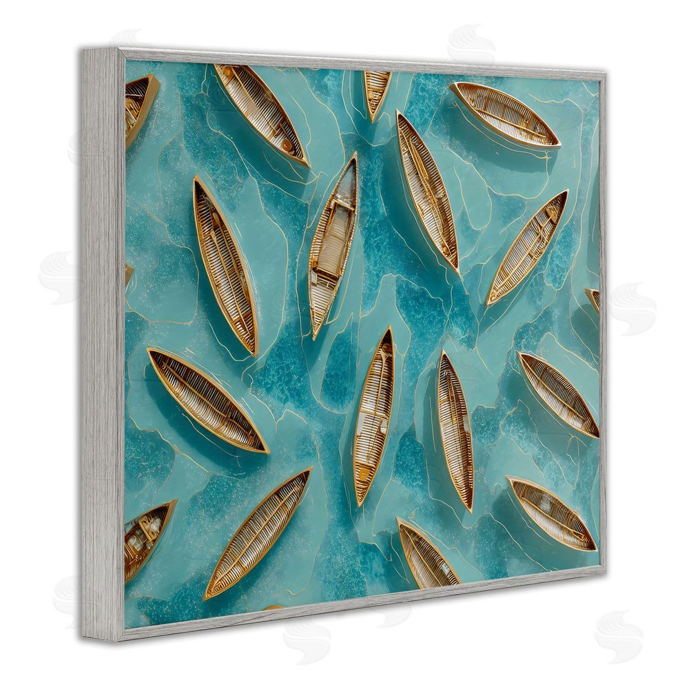 Franklyn Gregory Harmonious Canoes on Water Gray Framed Giclee Print Wall Art