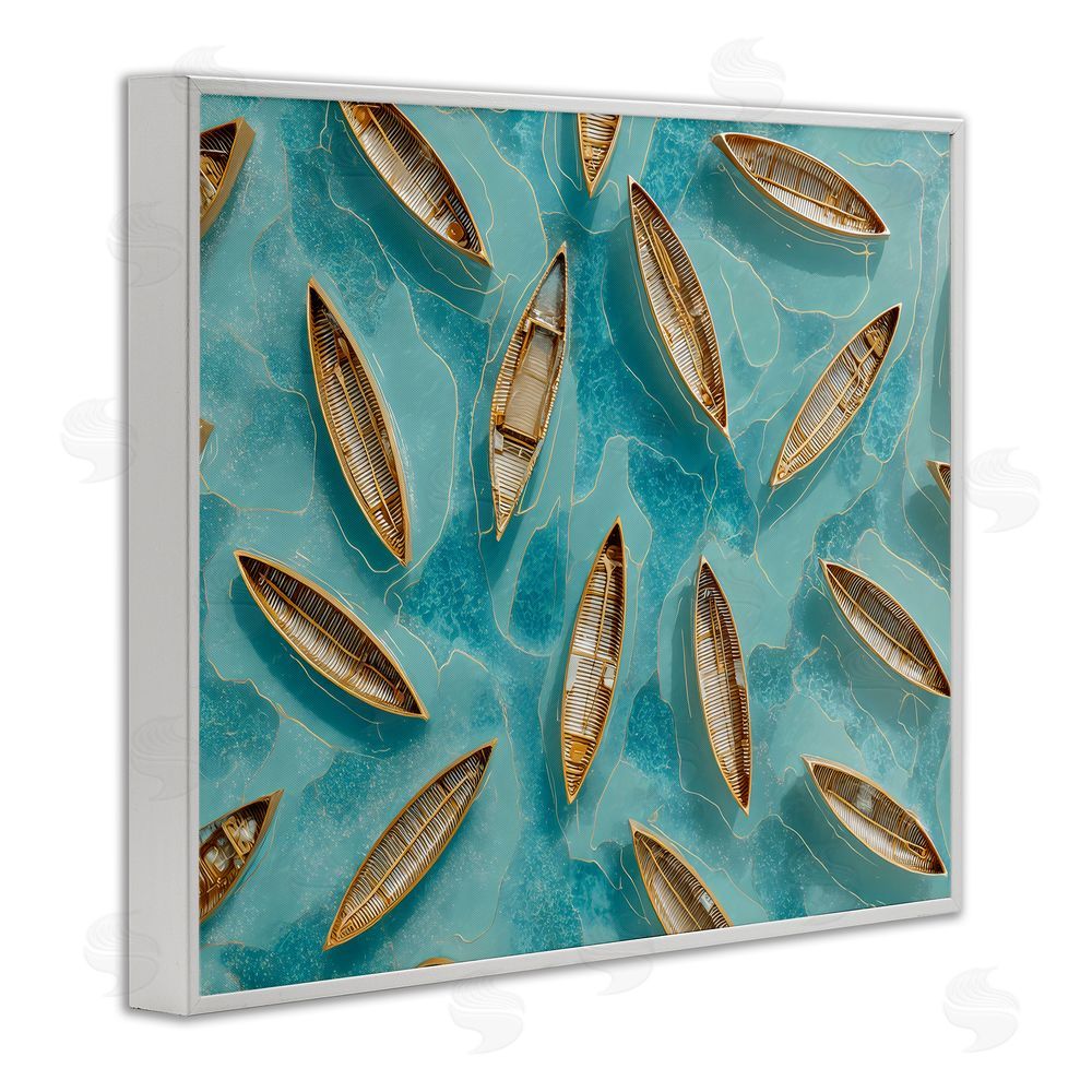 Franklyn Gregory Harmonious Canoes on Water White Framed Giclee Print Wall Art