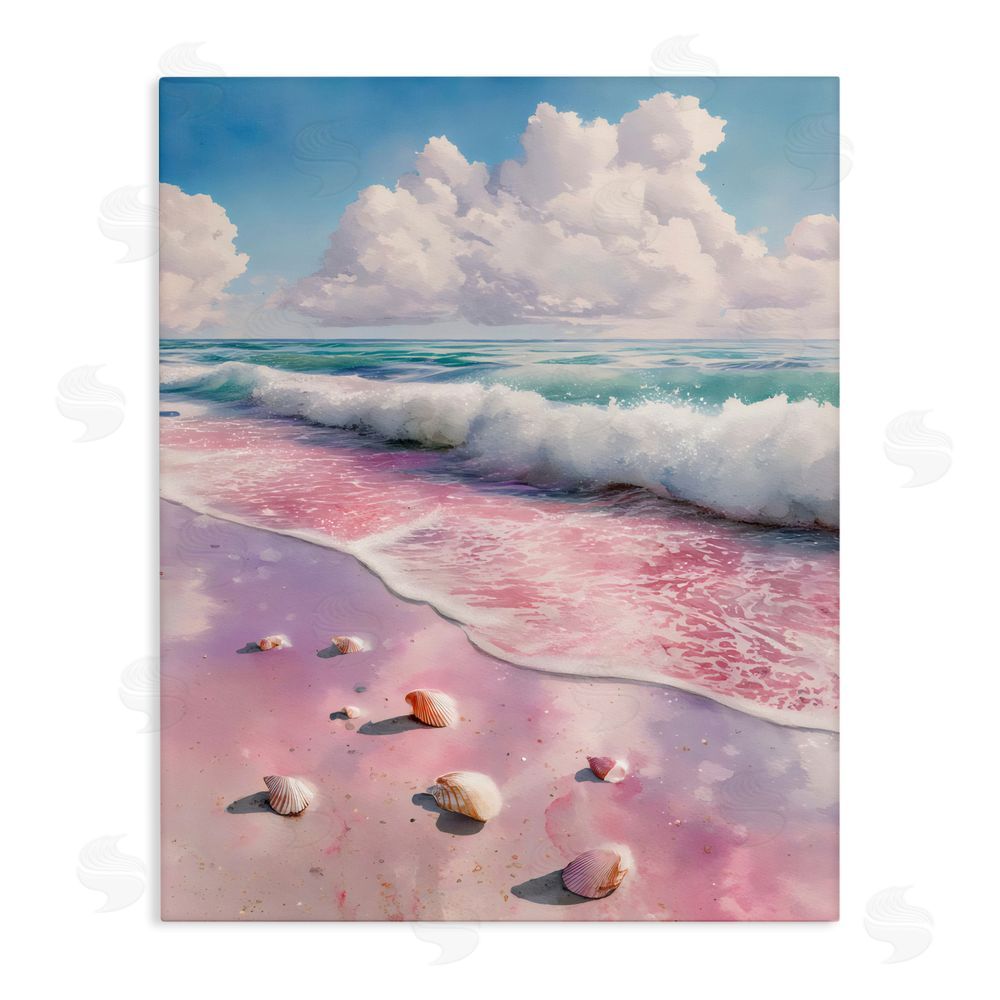 Franklyn Gregory Pink Sands with Scattered Shells Stretched Canvas Wall Art