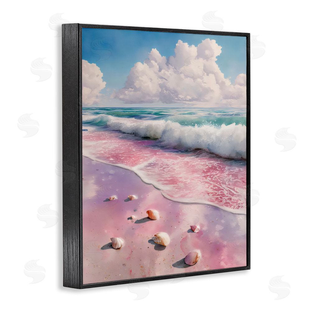 Franklyn Gregory Pink Sands with Scattered Shells Black Framed Giclee Wall Art