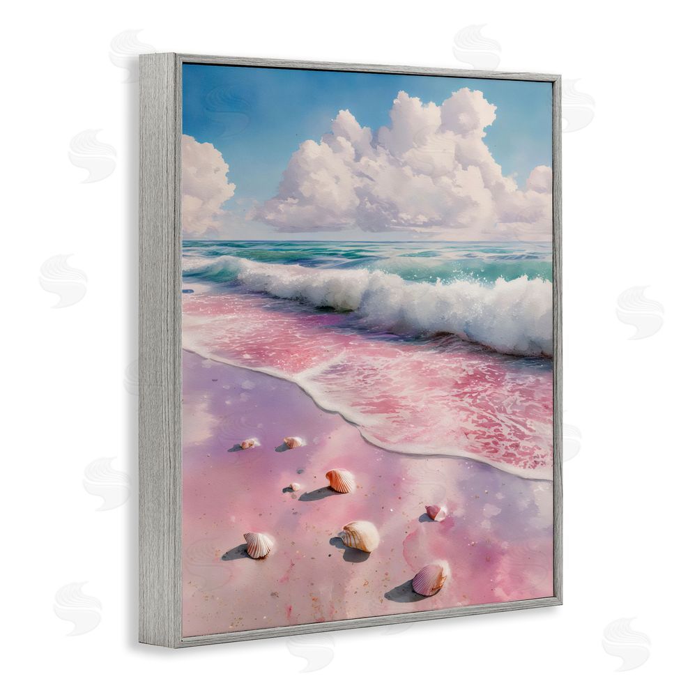 Franklyn Gregory Pink Sands with Scattered Shells Gray Framed Giclee Wall Art