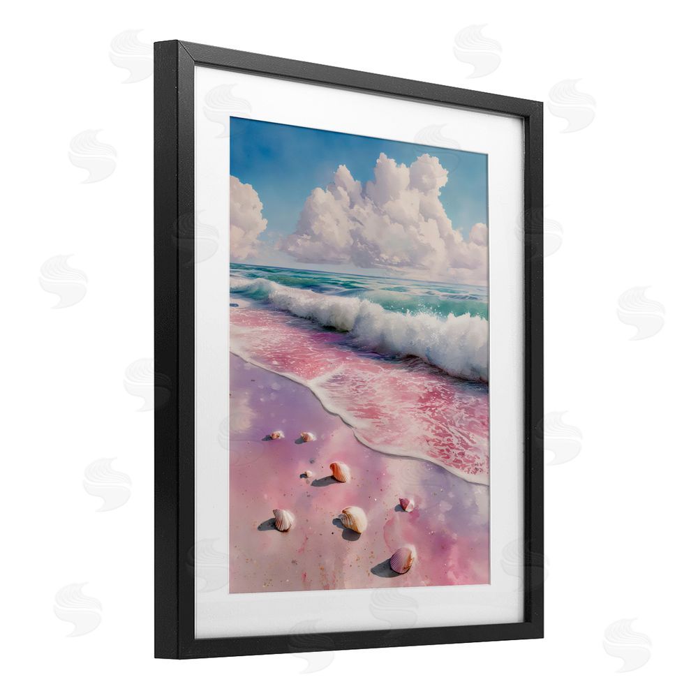 Franklyn Gregory Pink Sands with Scattered Shells Black Framed Print Under Glass Wall Art