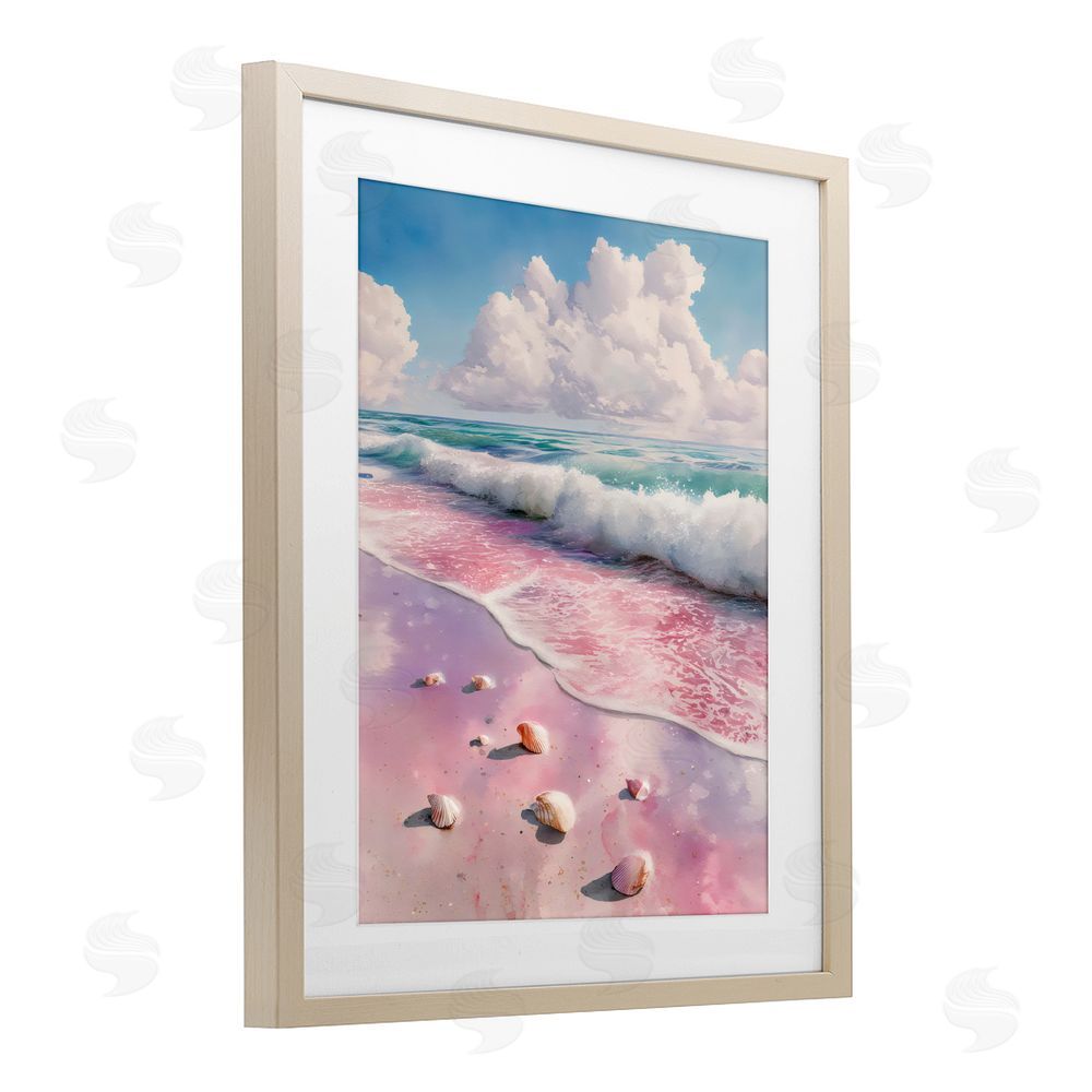 Franklyn Gregory Pink Sands with Scattered Shells Brown Framed Print Under Glass Wall Art