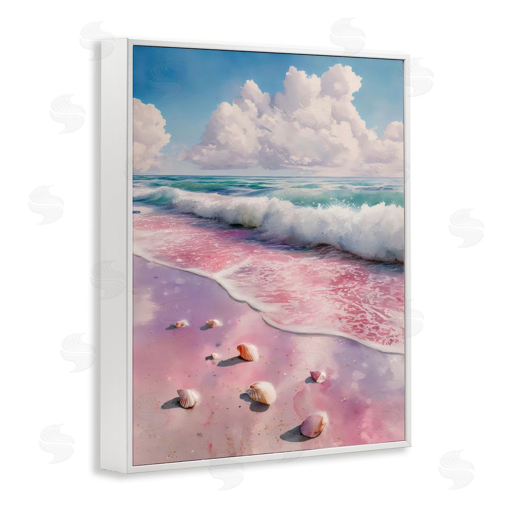 Franklyn Gregory Pink Sands with Scattered Shells White Framed Giclee Wall Art