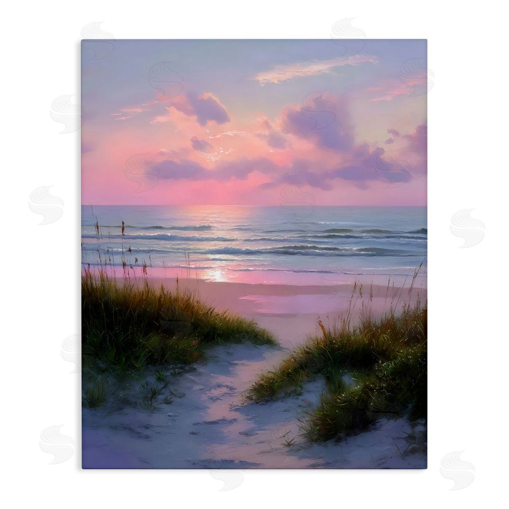 Franklyn Gregory Romantic Beach Sunset in Pink Stretched Canvas Wall Art