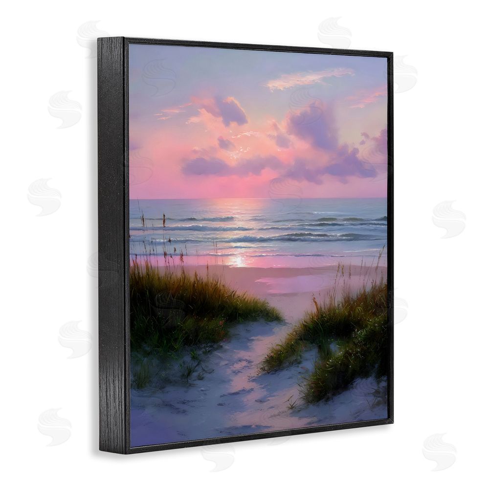 Franklyn Gregory Romantic Beach Sunset in Pink Black Framed Giclee Wall Art