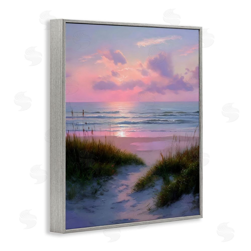 Franklyn Gregory Romantic Beach Sunset in Pink Gray Framed Giclee Wall Art