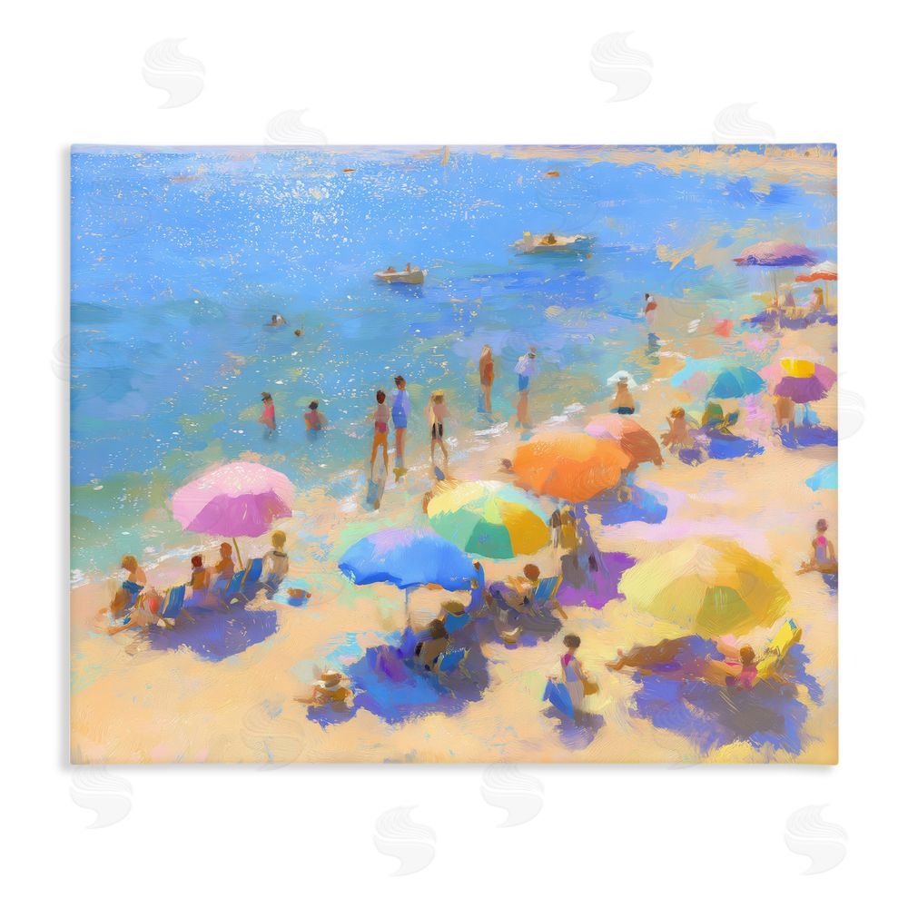 LSR Design Studio Colorful Day at Beach Stretched Canvas Wall Art