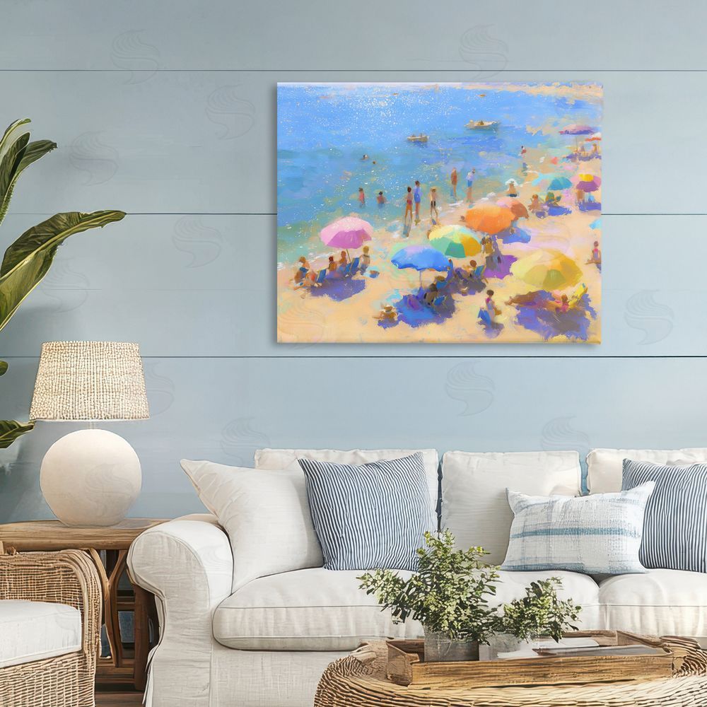 LSR Design Studio Colorful Day at Beach Stretched Canvas Wall Art in Room
