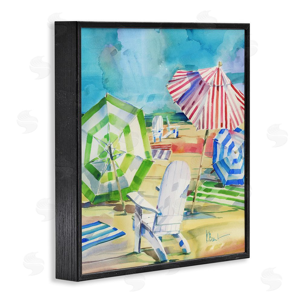 Paul Brent Ventura Beach Umbrellas Black Framed Giclee Wall Art Print