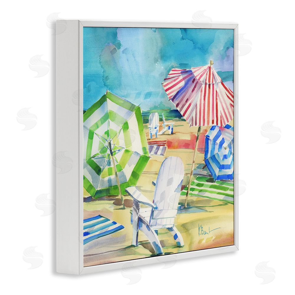 Paul Brent Ventura Beach Umbrellas White Framed Giclee Wall Art Print