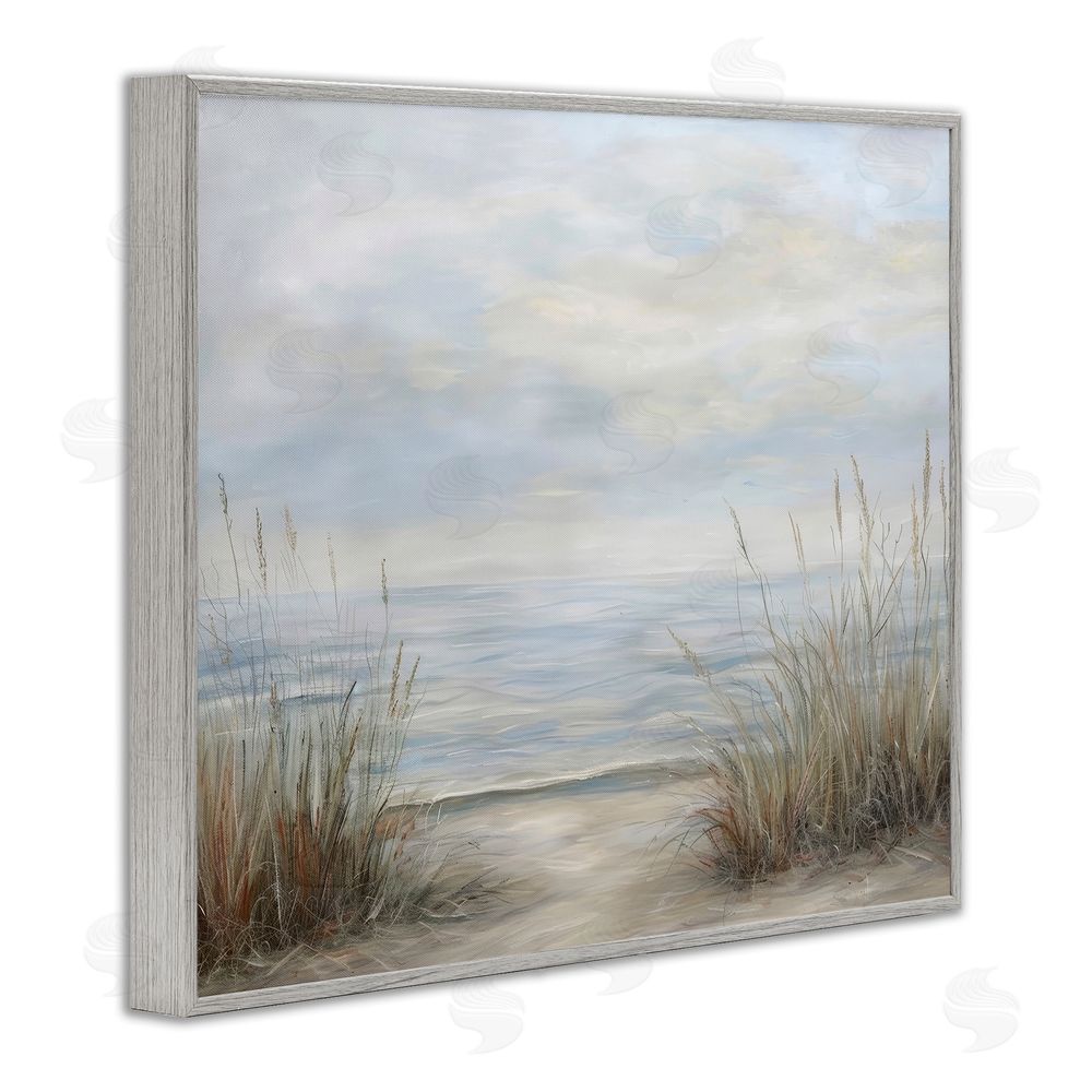 Petal Prints Design Silent Beach with Seaside Dunes Gray Framed Giclee Wall Art Print