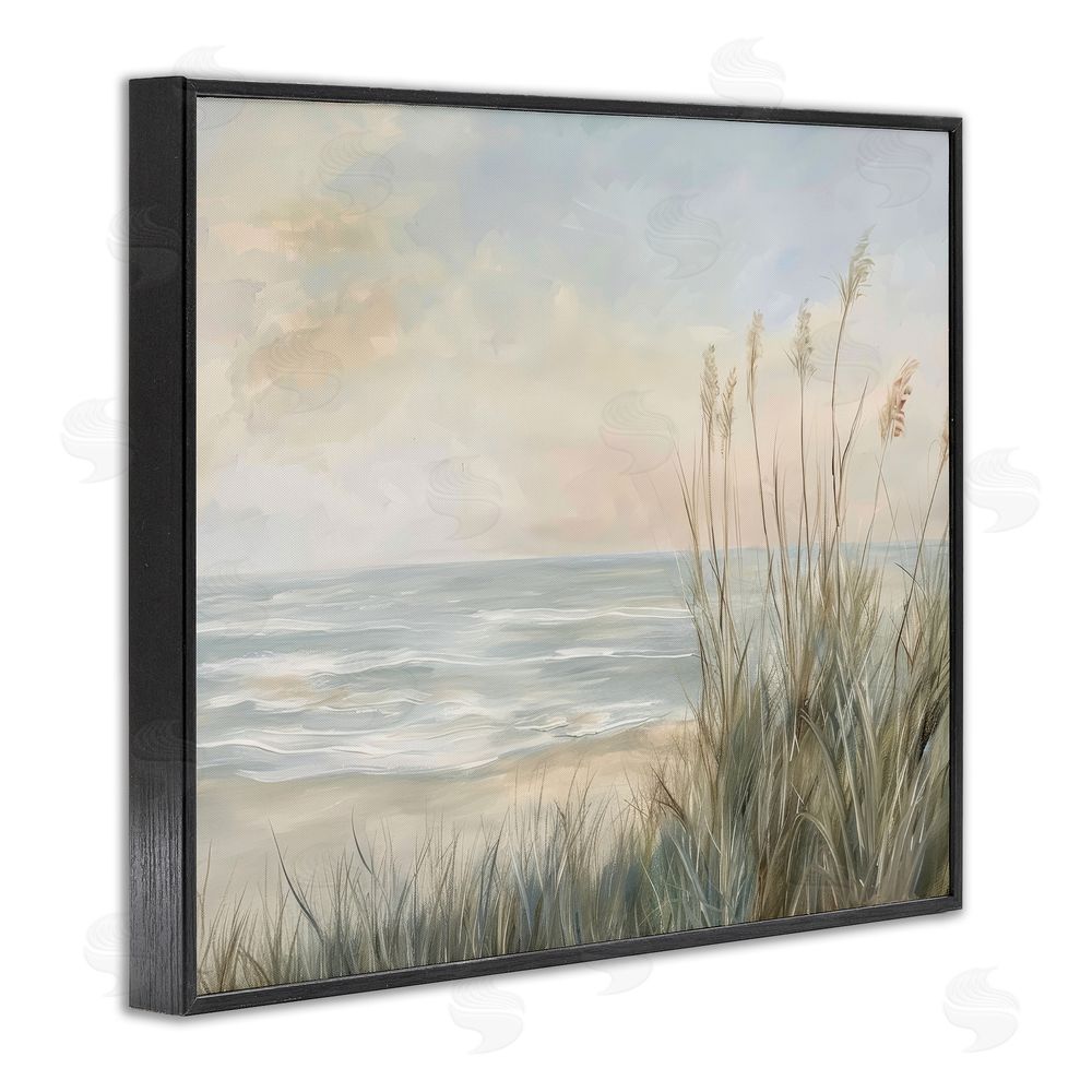 Petal Prints Design Scenic Beach Dunes at Dawn Black Framed Giclee Wall Art Print
