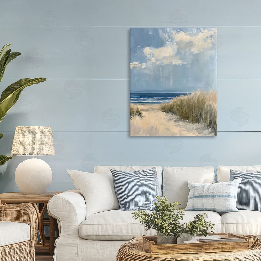 Petal Prints Design In The Dunes By The Sea Stretched Canvas Wall Art in Room
