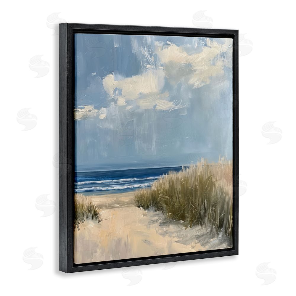 Petal Prints Design In The Dunes By The Sea Black Floating Framed Canvas Wall Art