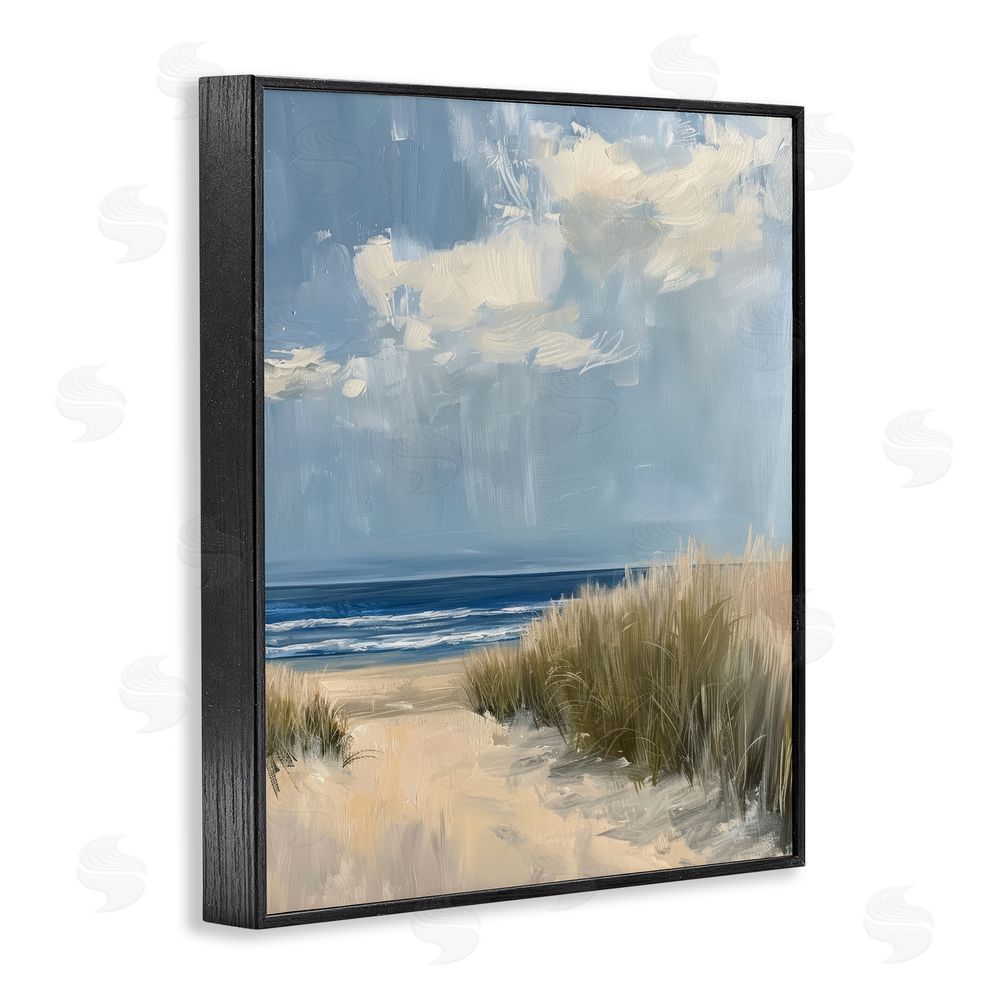 Petal Prints Design In The Dunes By The Sea Black Framed Giclee Wall Art