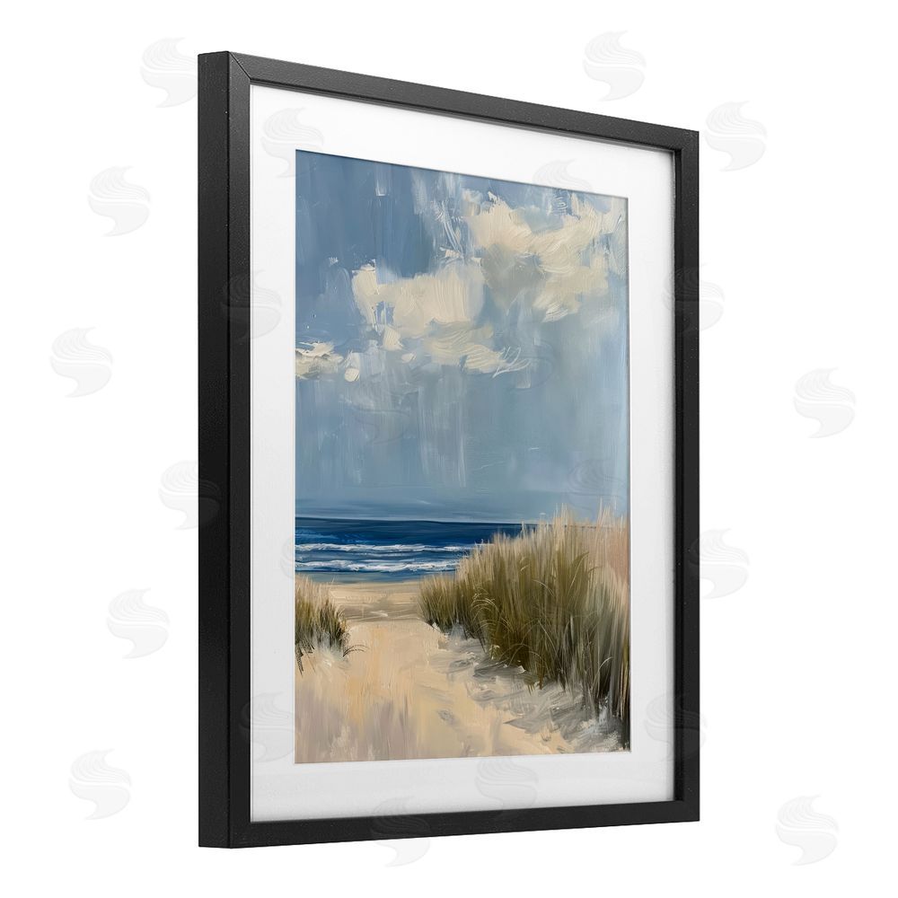 Petal Prints Design In The Dunes By The Sea Black Framed Print Under Glass Wall Art