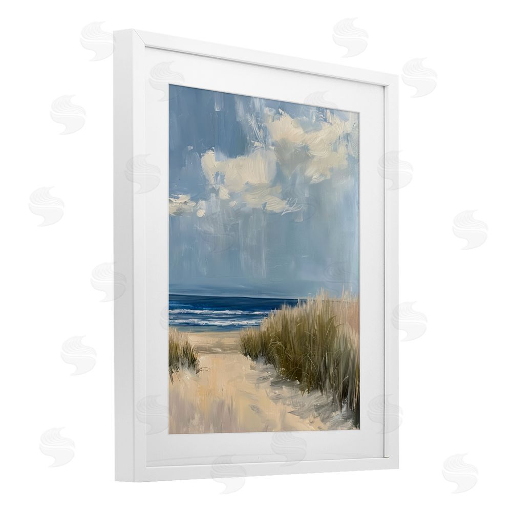 Petal Prints Design In The Dunes By The Sea White Framed Print Under Glass Wall Art