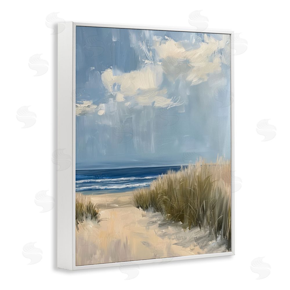 Petal Prints Design In The Dunes By The Sea White Framed Giclee Wall Art