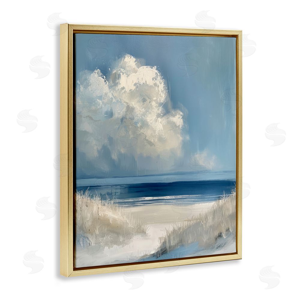 Petal Prints Design Dark Waters Ahead Gold Floating Frame Canvas Wall Art Print